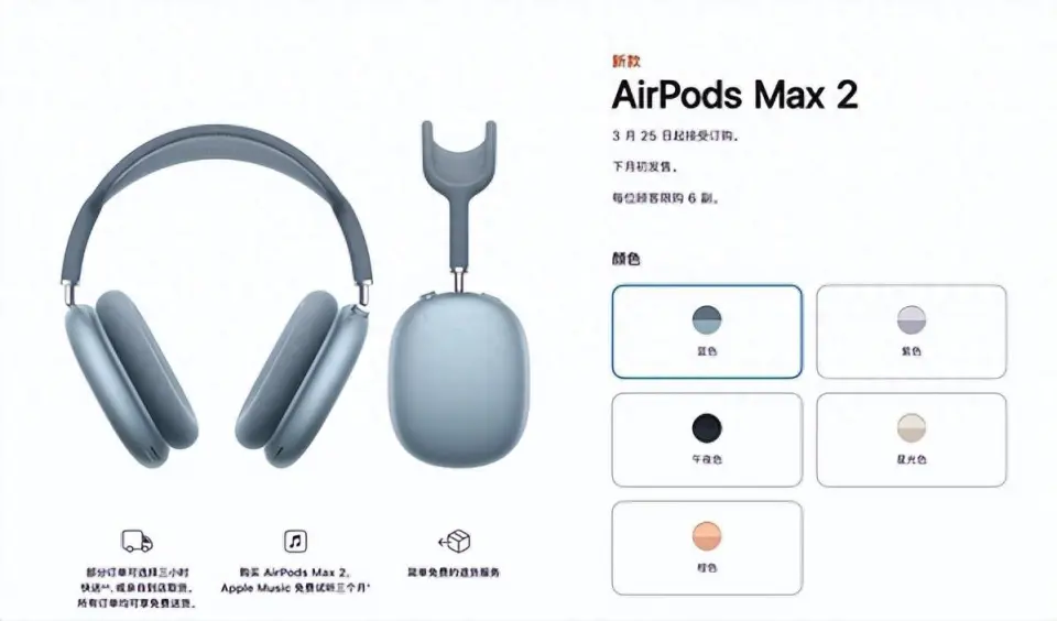 AirPods Max 2发布：H2芯片加持，核心体验升级但设计未变