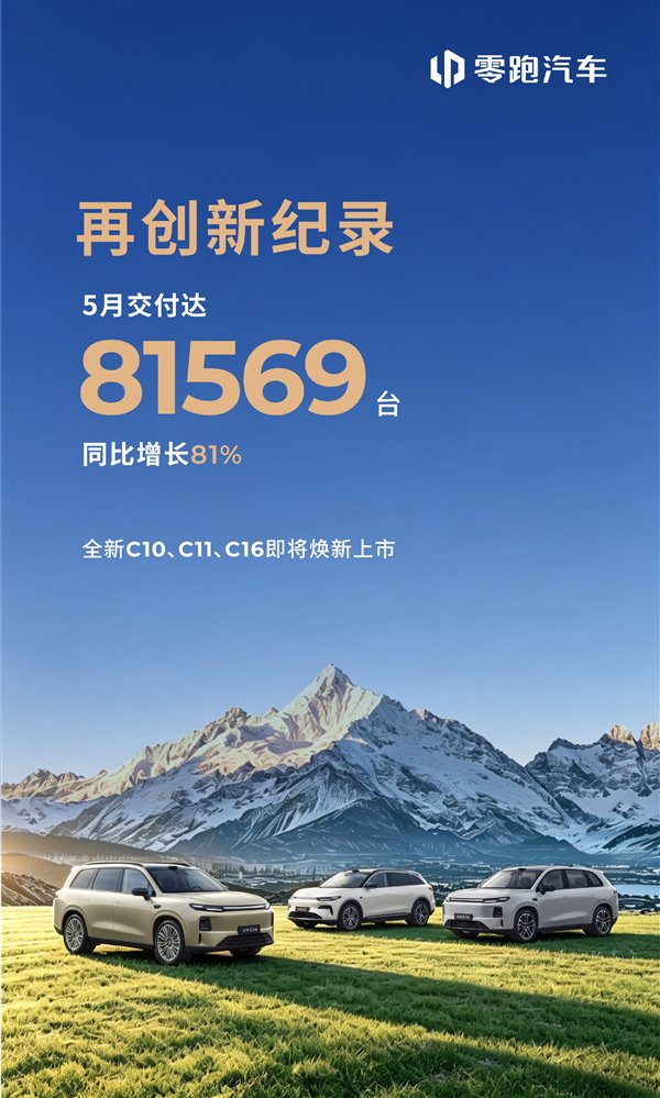 零跑五月交付破八万大关，新势力格局生变