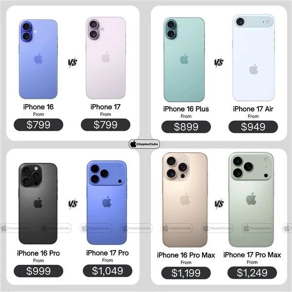 新机：iPhone17全系价格曝光；小米16Ultra相机超强；Find X9详细配置曝光；小米平板8最快9月发布