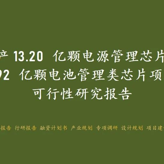 年产13.20 亿颗电源管理芯片及 7.92 亿颗电池管理类芯片项目可行性研究报告