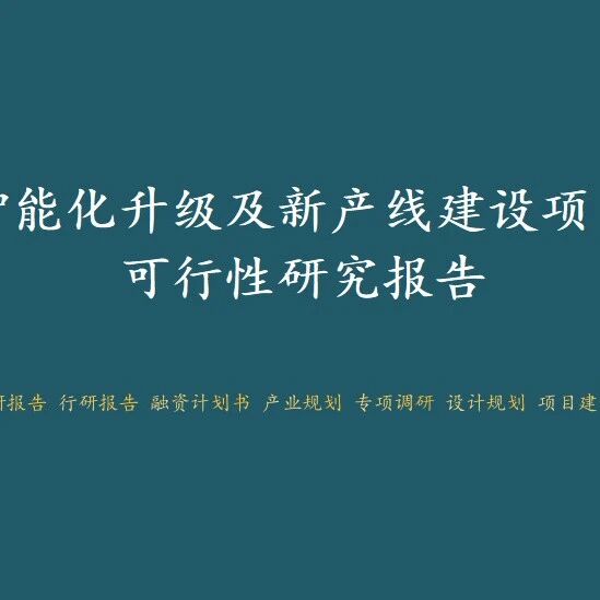 惠州工厂智能化升级及新产线建设项目可行性研究报告