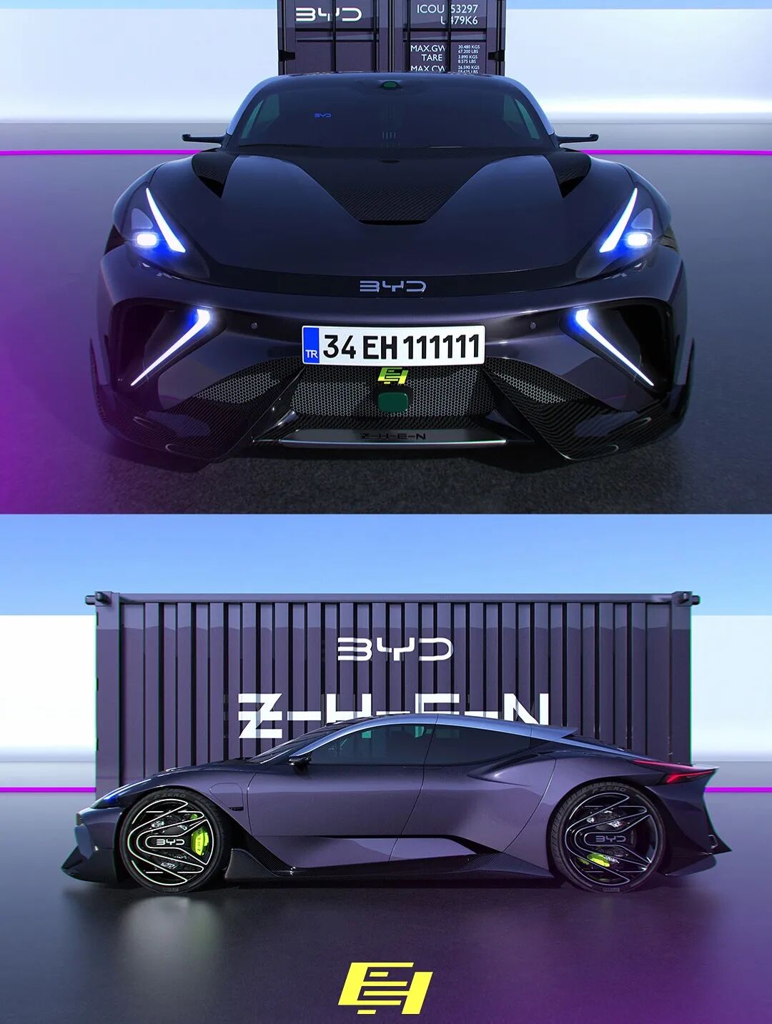 比亚迪 ZHEN——一款由 @emrEHusmen 设计的四座超级跑车概念车图4