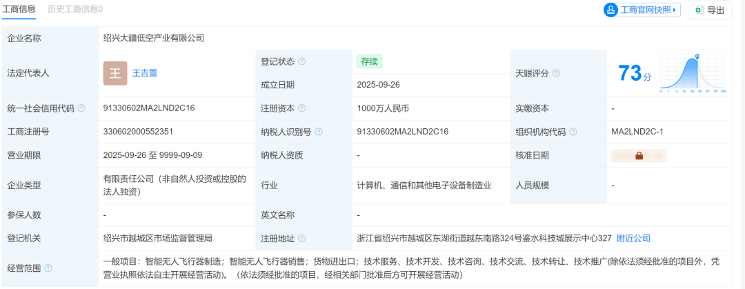 绍兴大疆低空产业有限公司注册成立,大疆在长三角落户首个低空经济产业园图3