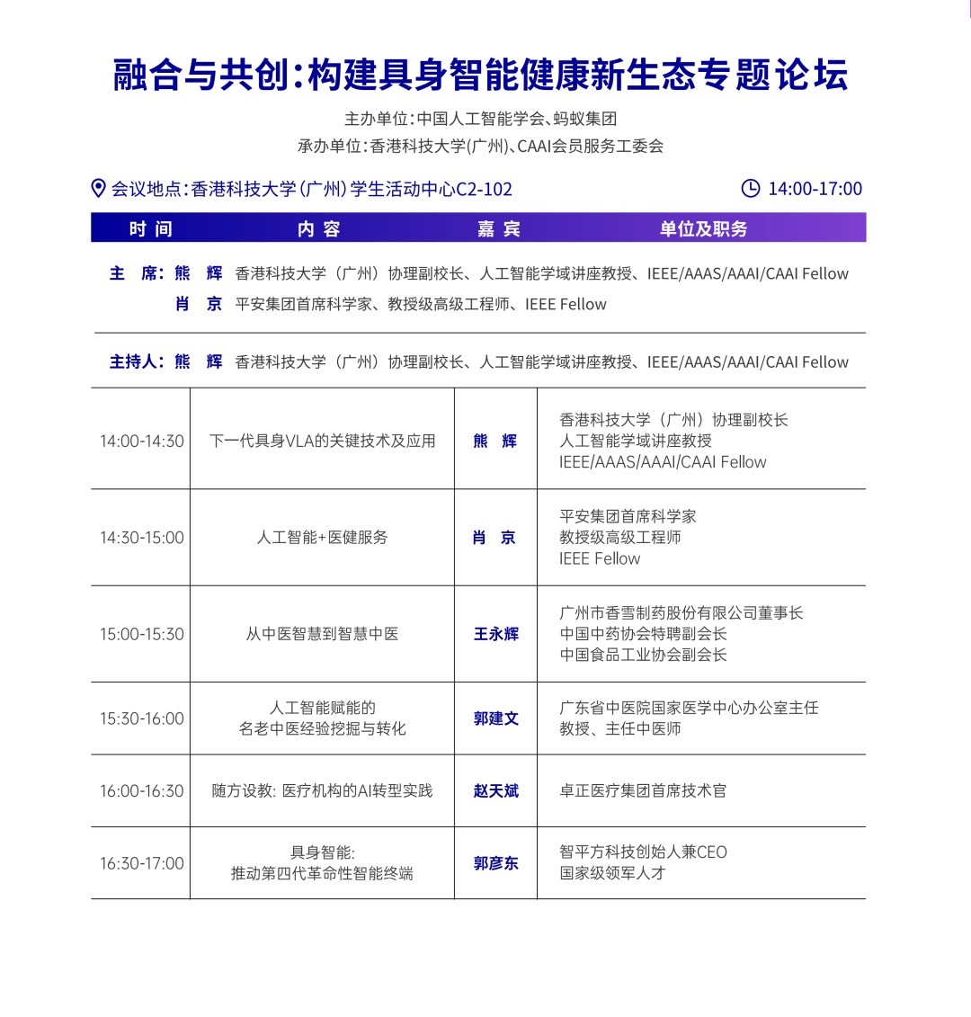 倒计时1天丨建议收藏！2025CAAI具身智能与智慧医疗前沿论坛议程全公布图7