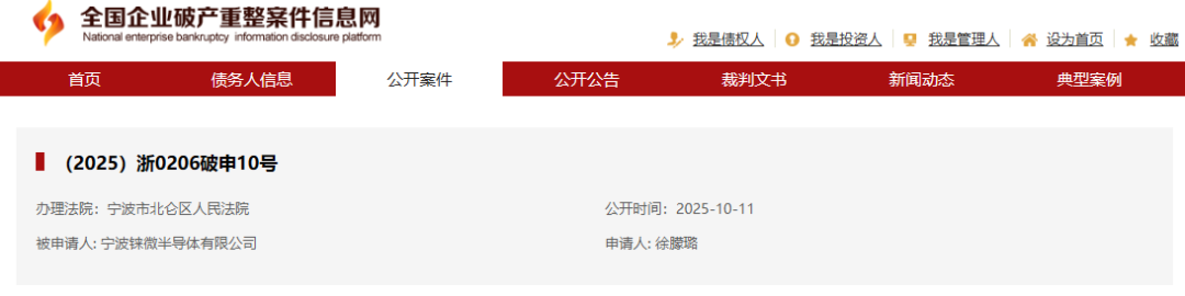 宁波一半导体公司,破产审查!图1