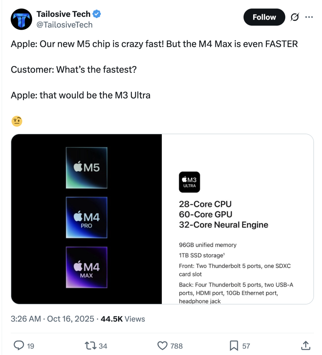 库克在抖音卖iPhone,M5芯片却偷偷上MacBook Pro,网友:没有Pro/Max,你咋敢?图7