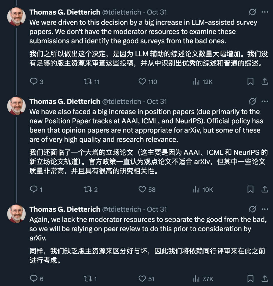 科技产业资讯：这项改革的实施是由于 arXiv CS 收到的综述文章和立场论文数量过多