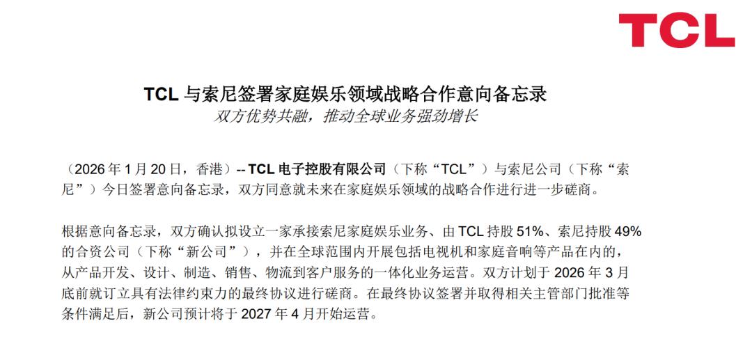 索尼结盟TCL：全球电视进入&ldquo;中韩时间&rdquo;图3