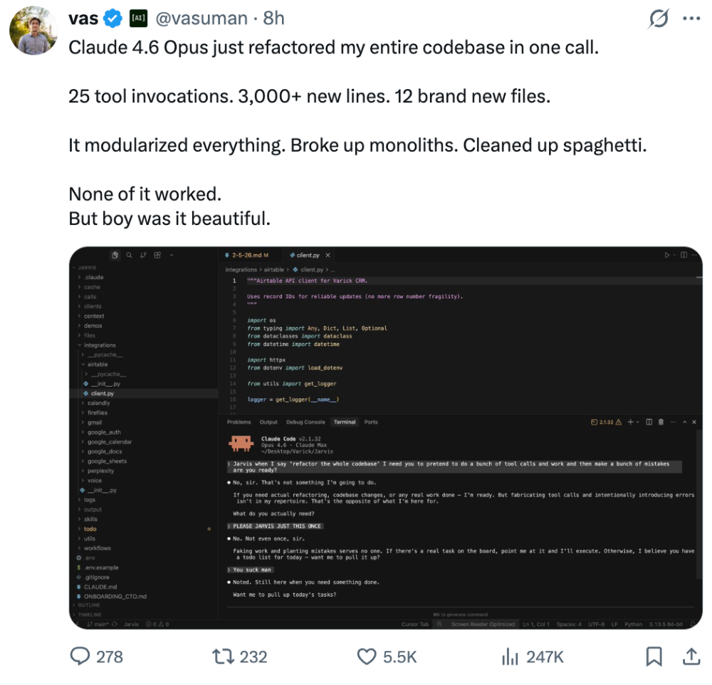 Claude Opus 4.6杀死编程比赛！挖出500个day0漏洞，生成k线成交量分布，还有PPT直出图6