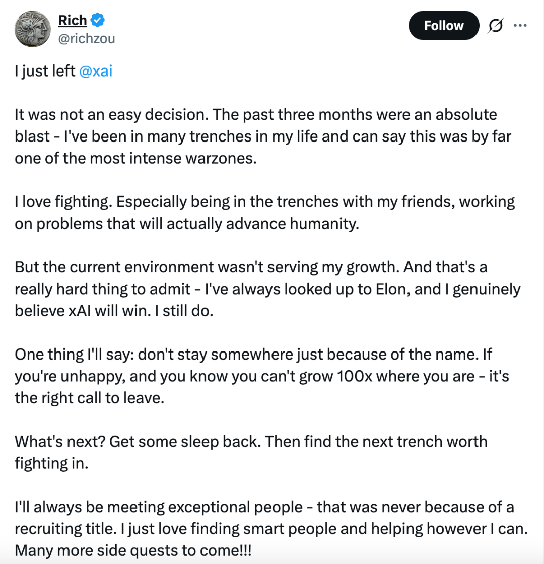 马斯克xAI联创11跑10!仅剩特斯拉嫡系独苗留守图6