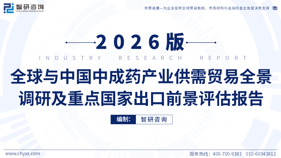 智研咨询发布《2026版全球与中国中成药产业供需贸易全景调研及重点国家出口前景评估报告》（简版）图1