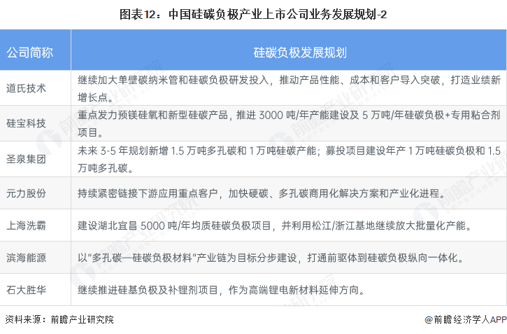 【最全】2026年硅碳负极材料行业上市公司全方位对比(附业务布局汇总、财务指标、区域布局、业务规划等)图14
