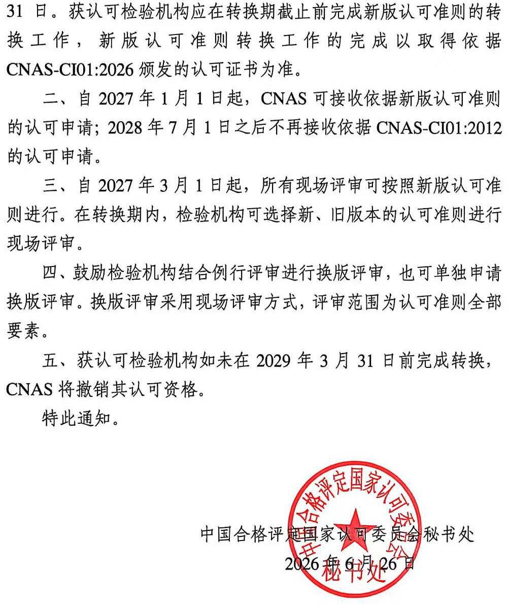 CNAS | 新版《检验机构能力认可准则》2027年1月1日起实施图3