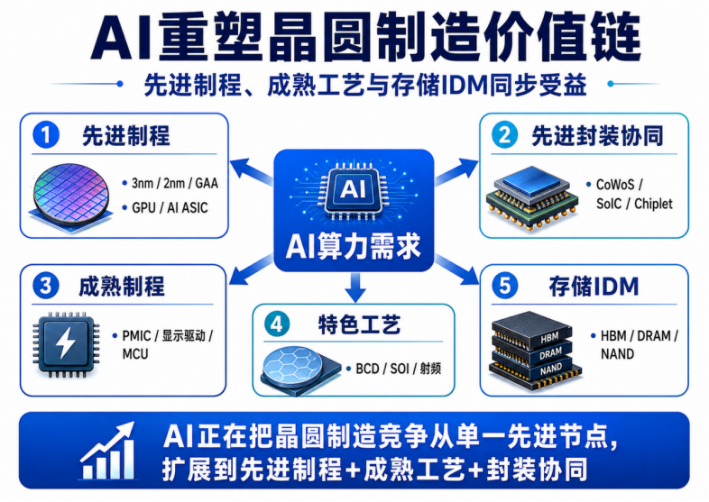 【晶圆制造要闻简报】AI重塑晶圆制造格局:先进制程满载,成熟工艺与存储IDM同步受益图2