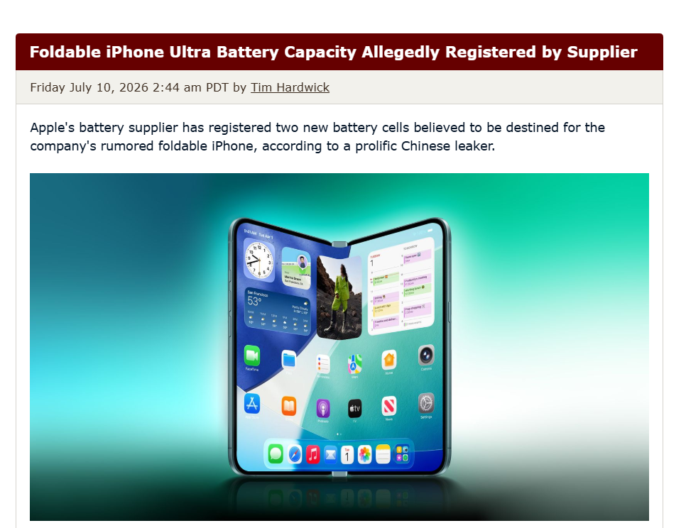 折叠屏iPhone首曝“双芯”设计！电池坏了只换一半？图2
