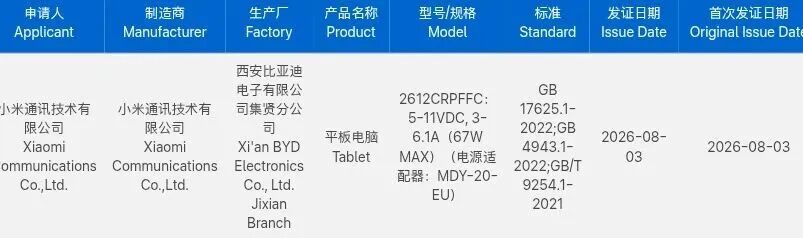 小米两款新平板入网｜华为新品发布会价格汇总图1