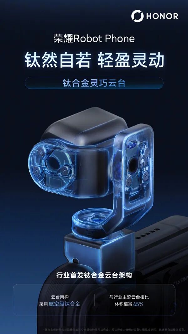 Robot Phone首发钛合金云台！荣耀机器人技术首次融入手机图1