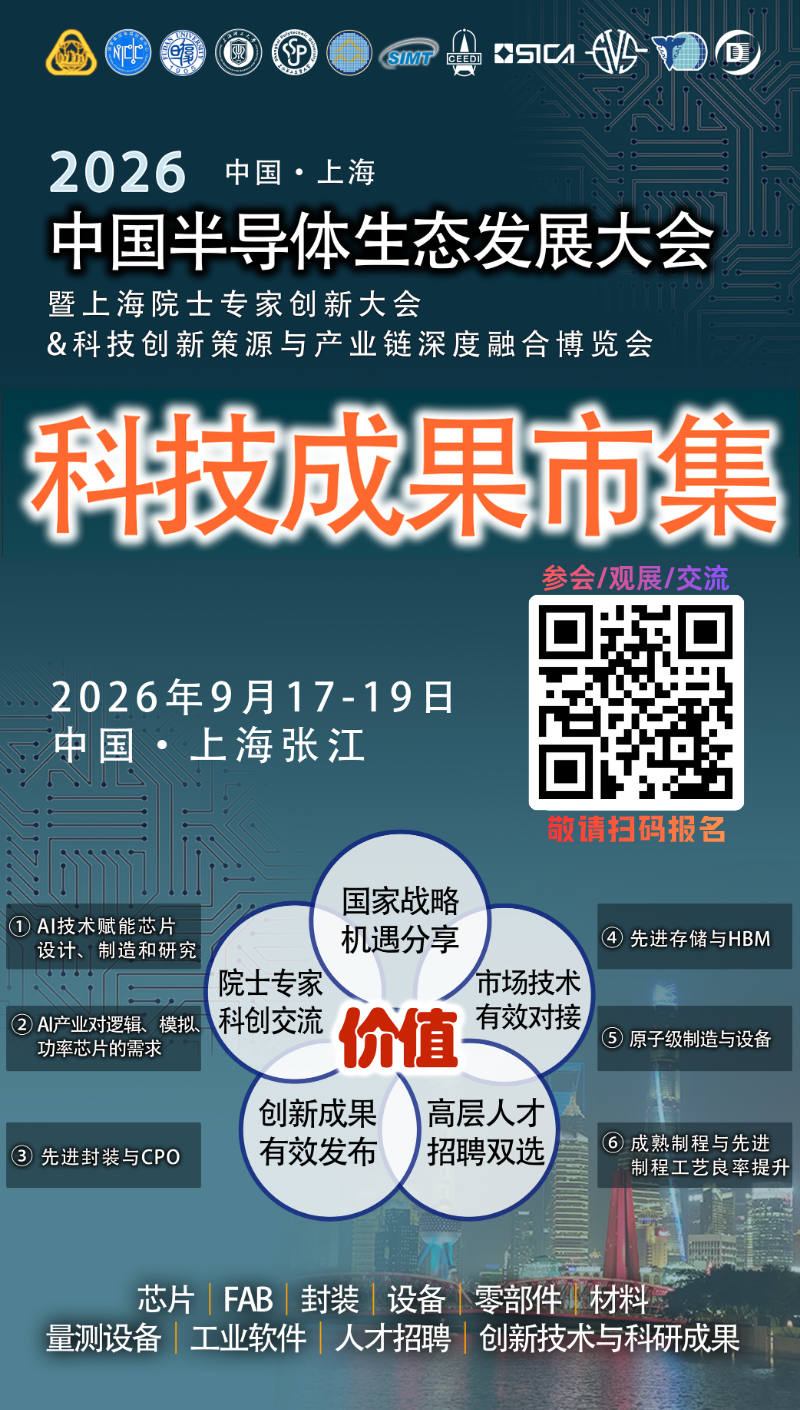 【科技成果市集——征稿通知】2026中国半导体生态发展大会暨上海院士专家创新大会&科技创新策源与产业链深度融合博览会图1