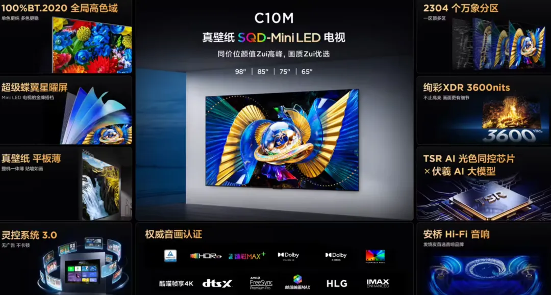 新品 | TCL C10M 真壁纸 SQD-Mini LED 电视发布；长安启源 Q06「浮光银」官图发布图3
