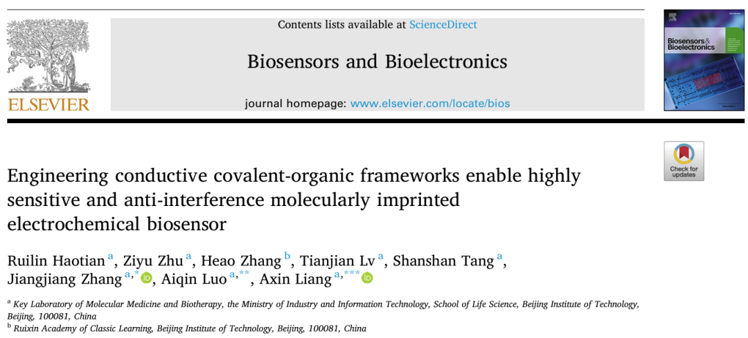 BiosensBioelectron：导电共价有机框架的工程化构筑高灵敏抗干扰分子印迹电化学生物传感器图3