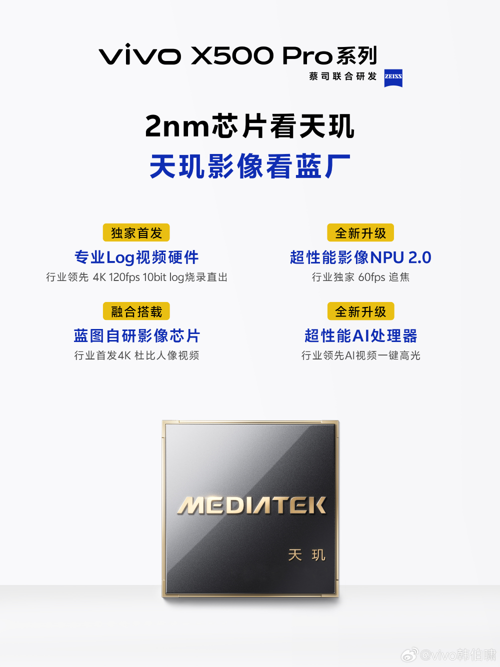 vivo X500 Pro系列首发蓝晶×天玑2nm旗舰芯，Pro级全能旗舰芯图3