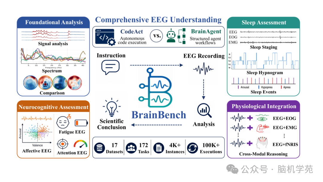 浙江大学赵莎/潘纲团队:BrainBench为大语言模型的脑信号解读与推理建立统一标尺图2