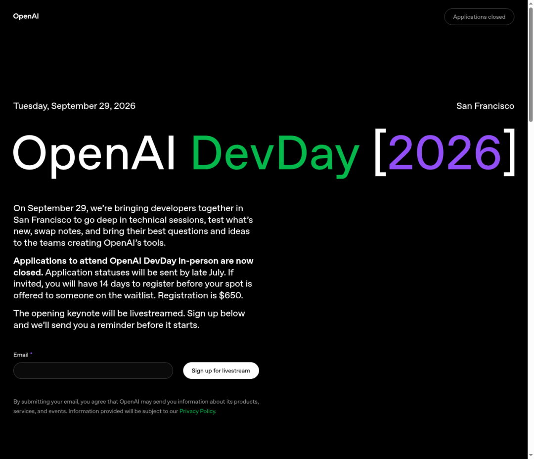 定了！OpenAI DevDay 2026，9月29日旧金山图2