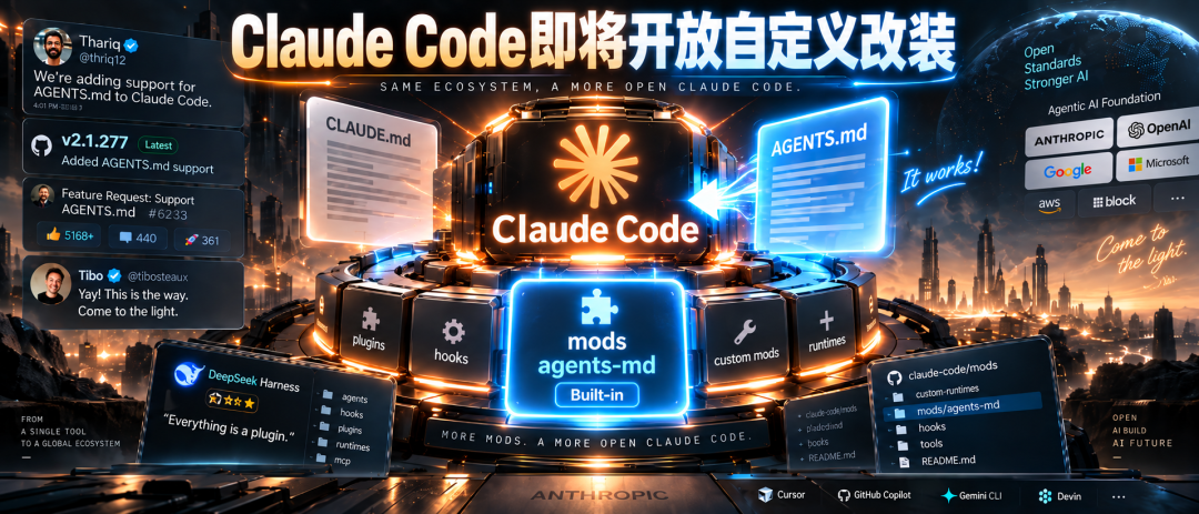 突发!Claude Code全面开放,接入AGENTS.md图1
