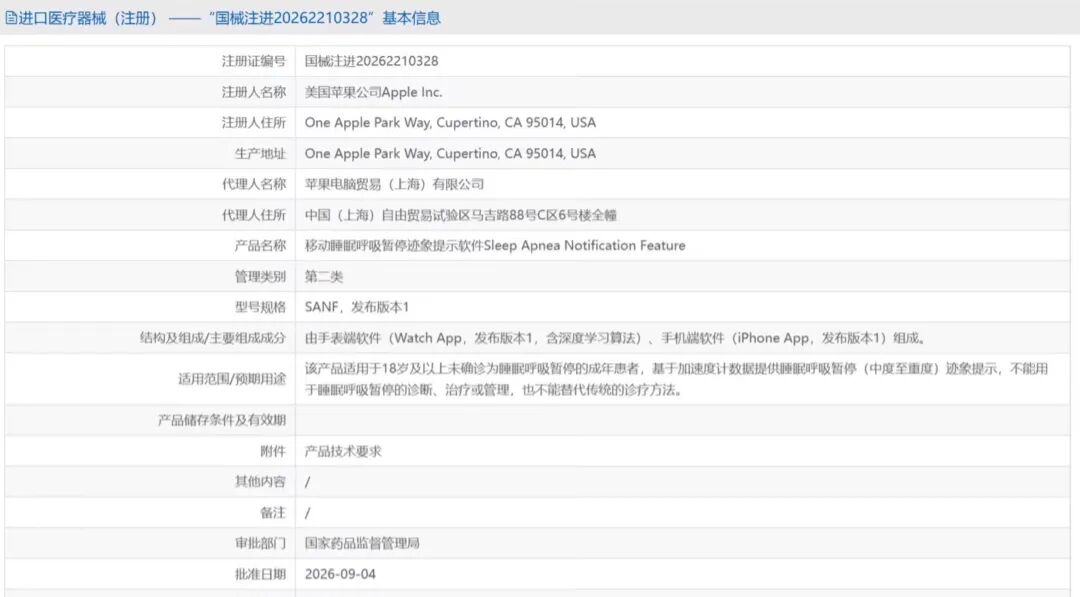 Apple Watch 睡眠呼吸暂停提示获批,国内上线又近一步!图2