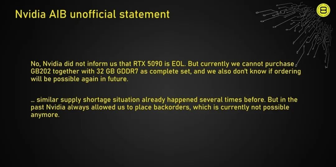 英伟达坚称RTX 5090没停产,但显卡厂商根本买不到芯片图3